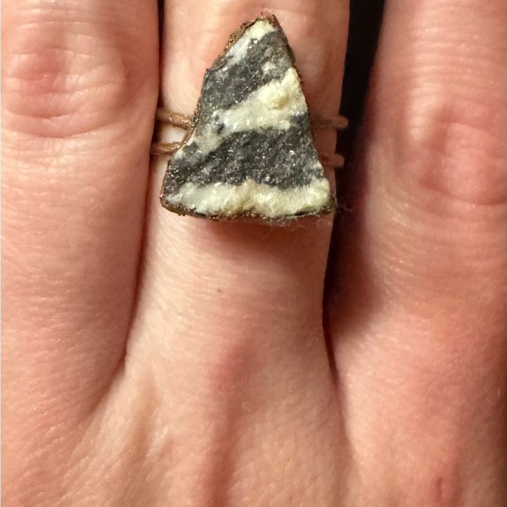 Artisan Black and Cream Stone Ring